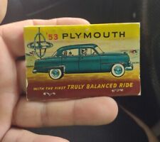 Vintage 1953 Plymouth Rhodes Auto Sales Richmond, Indiana Advertising Matchbook picture