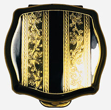 Stratton Pill Compact Black and Gold Tone Made in England #229 picture