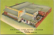 DOWNERS GROVE, Illinois Postcard ORIGINAL LAST WORD CHICKEN Curteich Linen 1950 picture