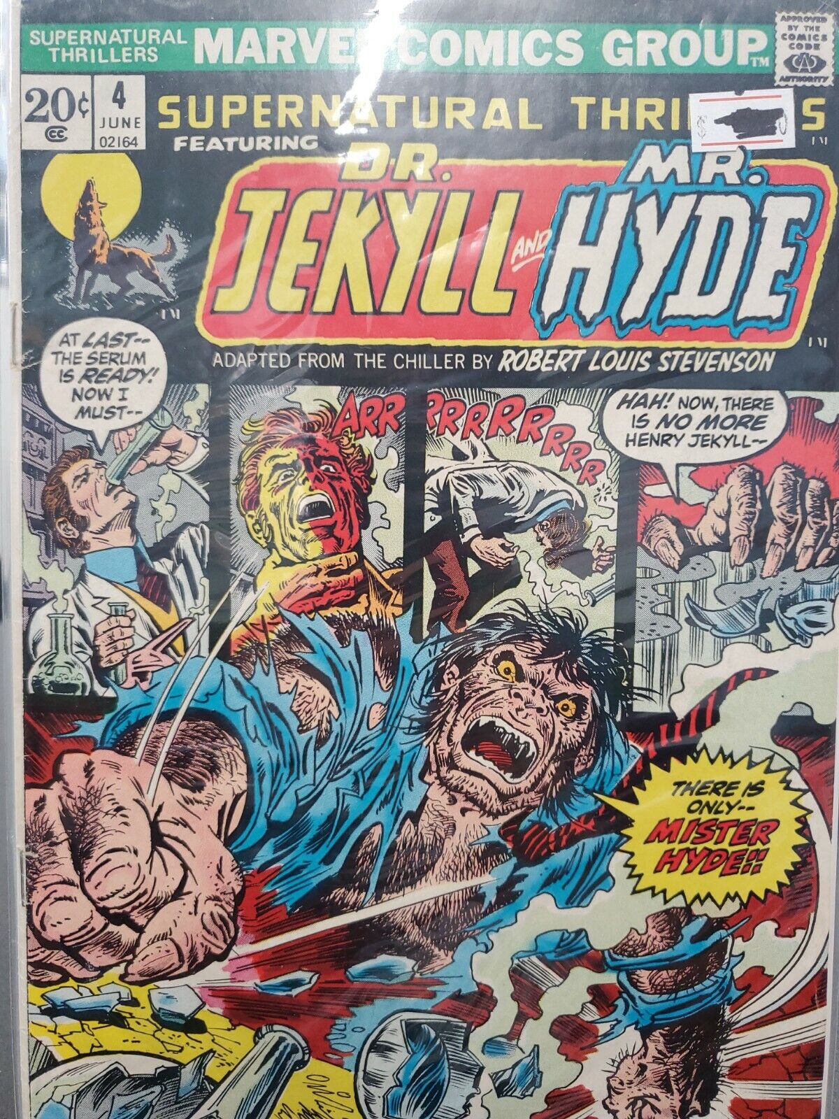 Dr. Jekyll and Mr. Hyde Marvel Comic #4 June 1972 Supernatural Thrillers-Serum