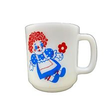 Vintage Glasbake Raggedy Ann & Andy Double sided Milk Glass Mug picture