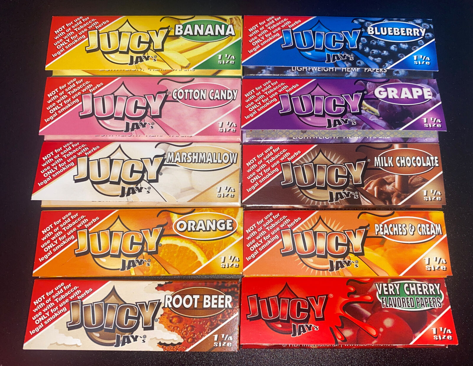 Juicy Jay’s 1.25 Rolling Papers Variety 10 Pack The ORIGINAL