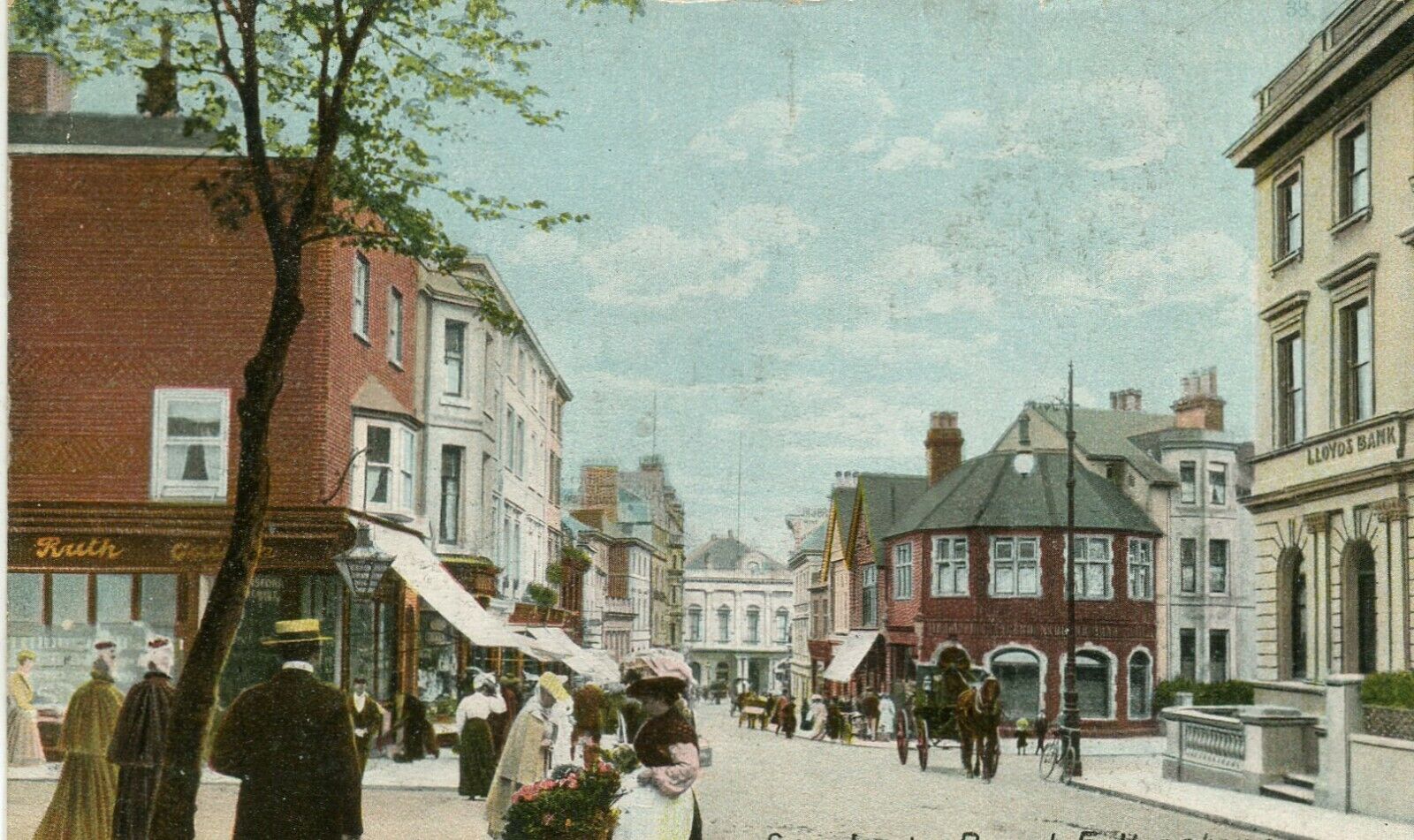 UK Folkestone - Sandgate Road 1906 cover on postcard