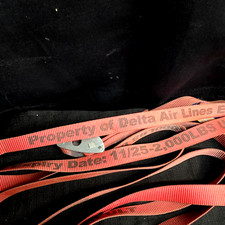 Delta Air Lines Aircraft Cargo Tie Down Straps AmSafe Bridport 2000lb Red Pair picture
