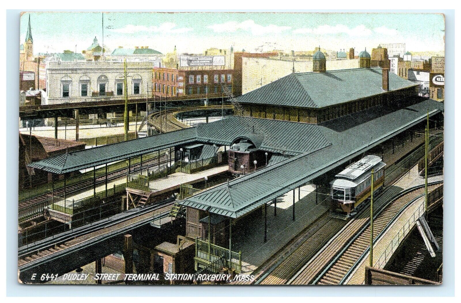 Dudley Street Terminal Station Roxbury MA Massachusetts Postcard 1907 Trolley D8