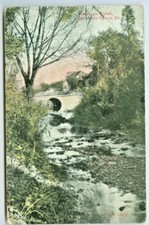 Downers Grove IL Scenic 1909 view to Bridge from Creek picture