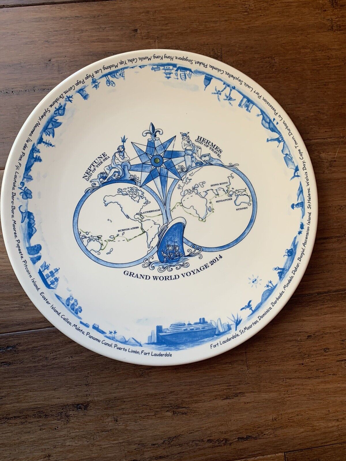 Holland America Grand World Voyage 2014 Souvenir Royal Goedewaagen Plate