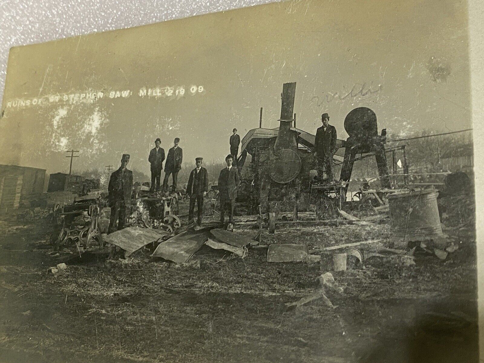 vtg 1909 St. Stephen Ohio Saw Mill Ruins Disaster RPPC Real Photo postcard