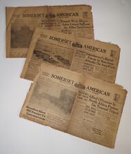 Lot of 3 Somerset Daily American WWII-era 1940s (18”x11.25”) Fragile picture