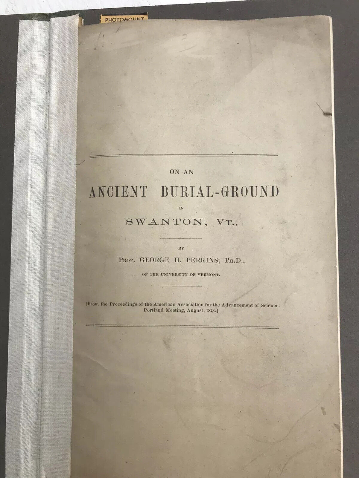 Antique Swanton Vermont Ancient Indian Burial Ground Natural History Book 1873