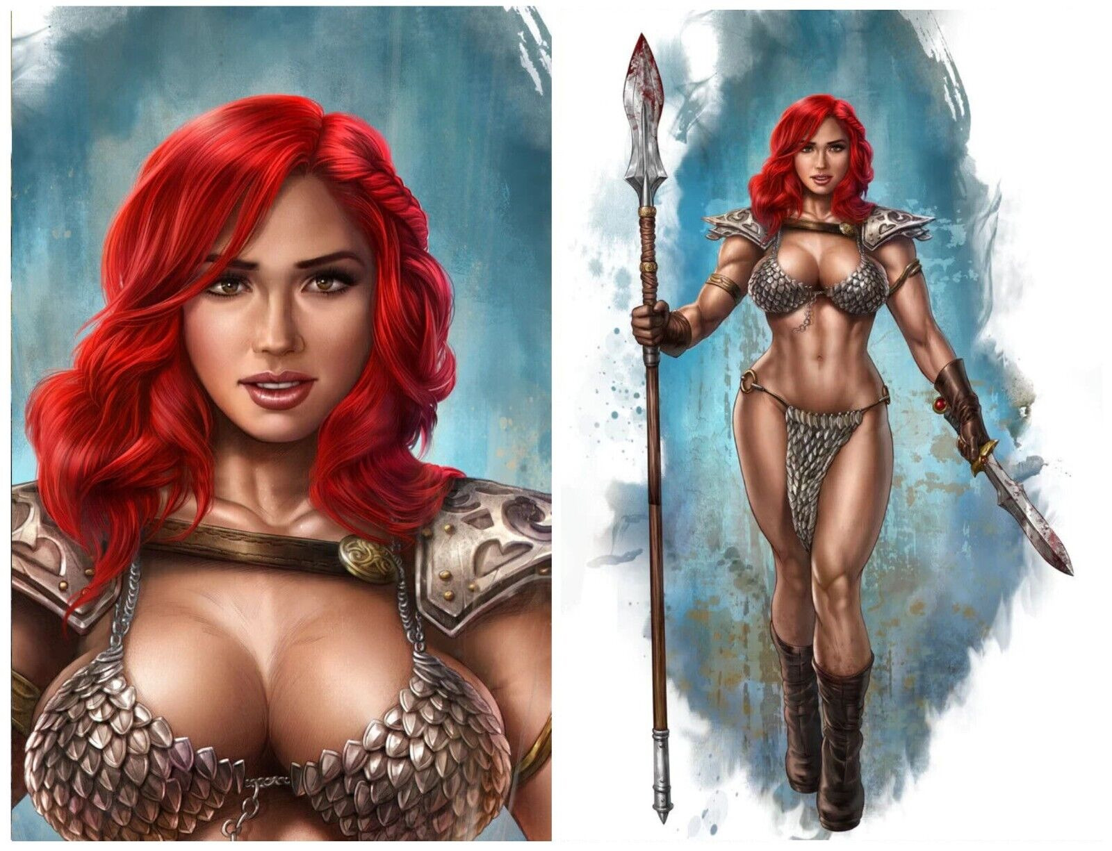 Immortal Red Sonja #4 Dominic Glover C2E2 Exclusive Variant Cover Set Dynamite