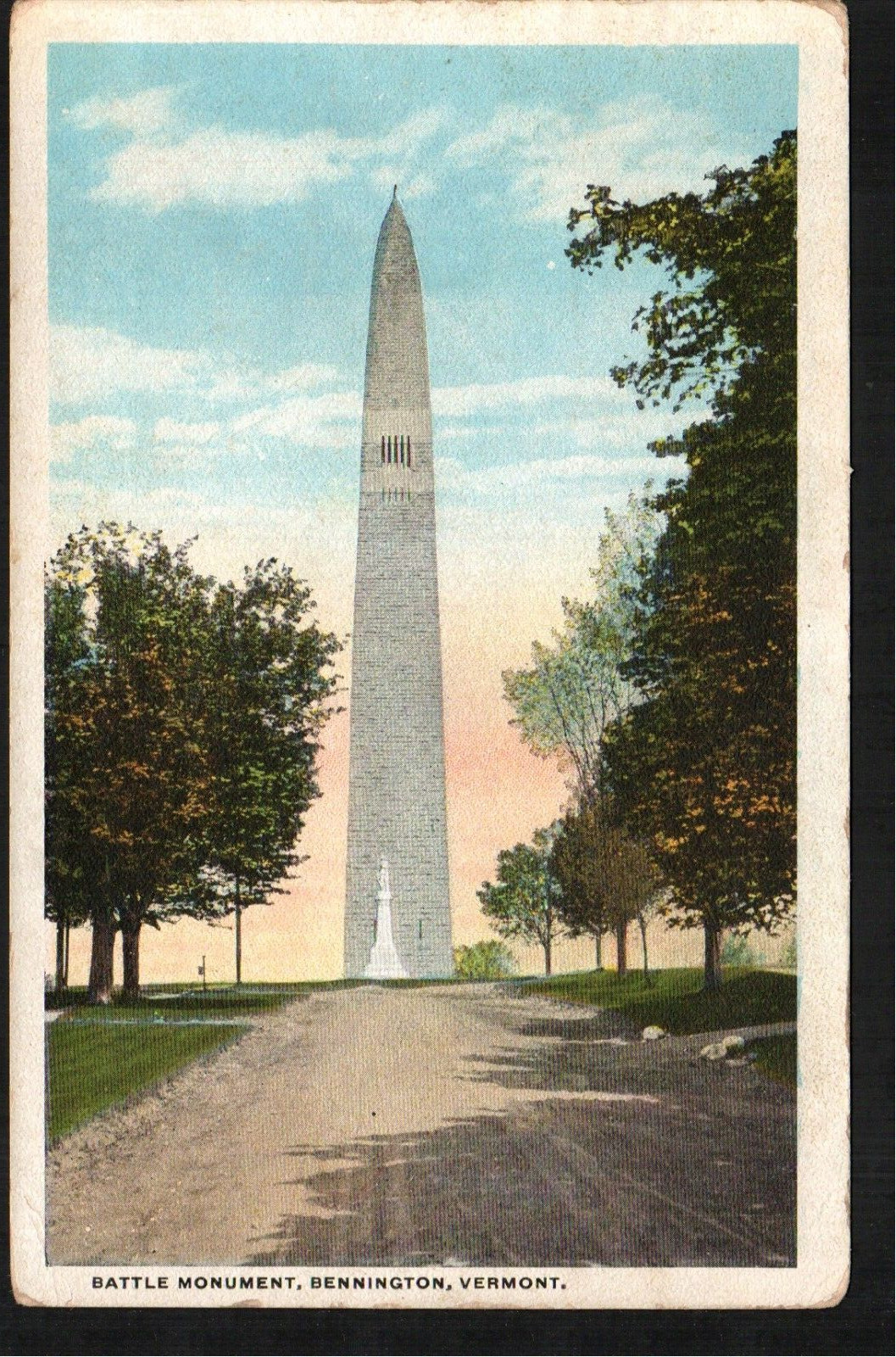 Old Postcard Bennington Battle Warner Monument VT North Adams Mass Cancel 1921