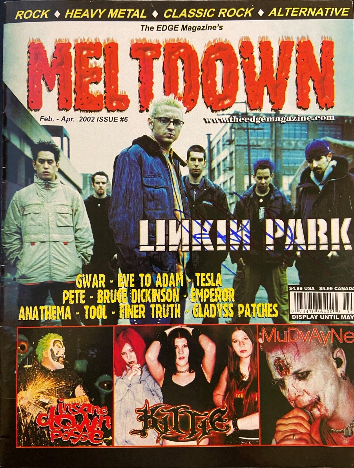 Linkin Park Chester Bennington Signed Meltdown Magazine PSA/DNA BAS