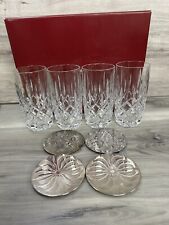 Gorham Crystal Lady Anne 4 Highball Glasses & 4 Coasters Gift READ DESCRIPTION picture