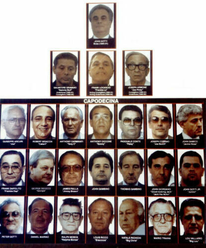 JOHN GOTTI WANTED POSTER 8.5X11 PHOTO MAFIA FAMILY CHART TREE MOBSTER GANGSTER