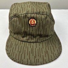 VTG East German Field Hat Cap Rain Drop Camo Hat NVA Strichtarn 5 Panel DDR S/M picture