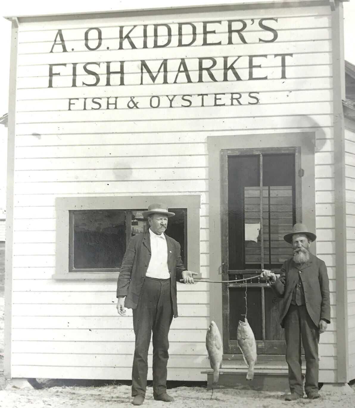 Antique Vtg RPPC A.O. Kidder’s Fish Market Oysters Store Front Men Occupation