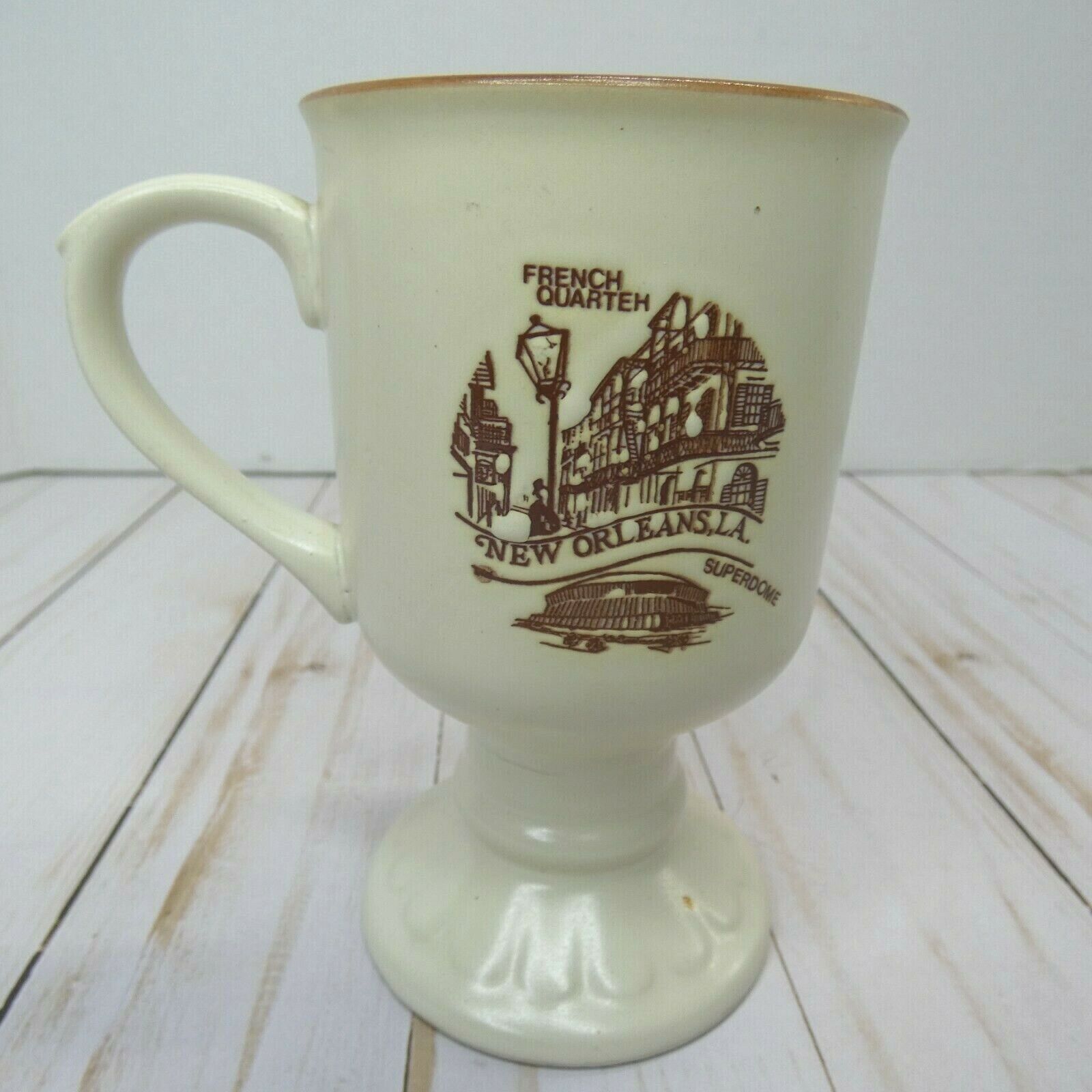 Vintage Souvenir NEW ORLEANS Coffee Mug BOURBON ST JAZZ Footed 8 oz