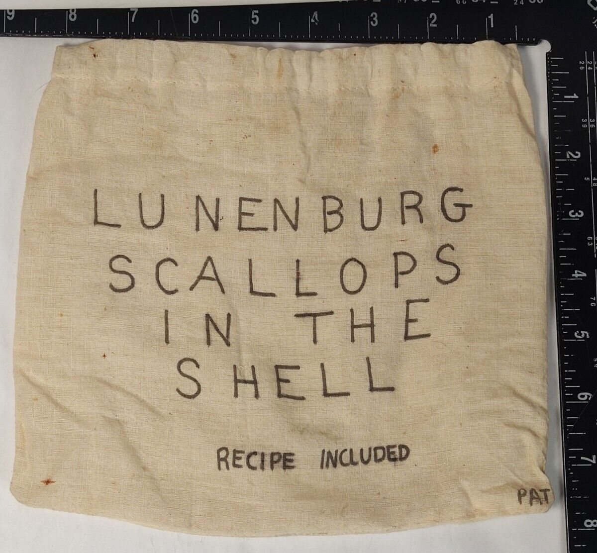 Vintage Lunenburg Scallops In The Shell Cloth Sack Bag From Germany 