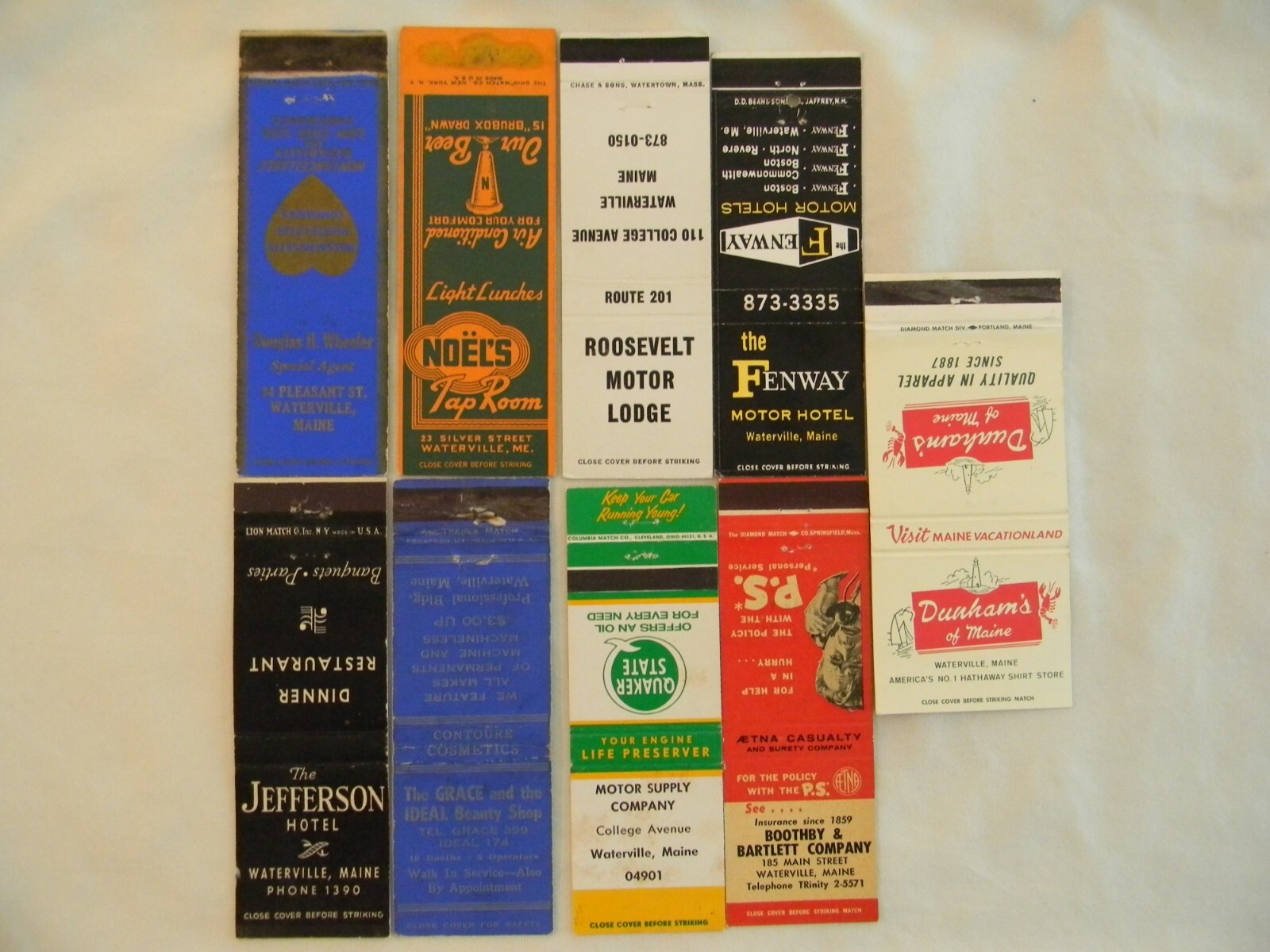 Waterville Maine businesses low #s matchbooks