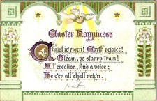 Tuck Easter Postcard 1900s Saxony Dove Lilies Winooski VT Note Happiness picture