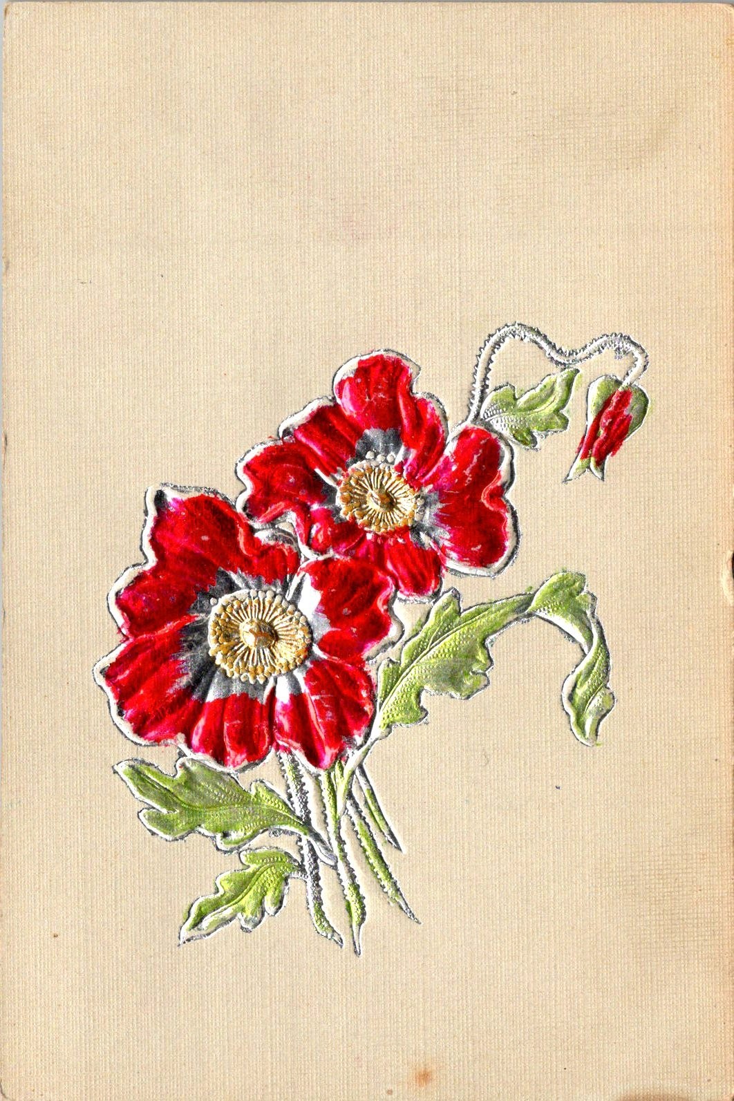 Red Poppies Embossed Floral Printed Postcard Posted 1907 Proctorsville VT Red Poppies Embossed Floral Printed Postcard Posted 1907 Proctorsville VT