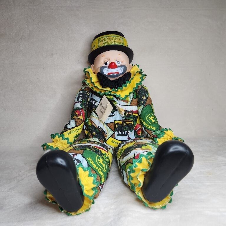 John Deere Collectable Clown One Of A Kind Hand Made Self Sitter Plush VTG 26\