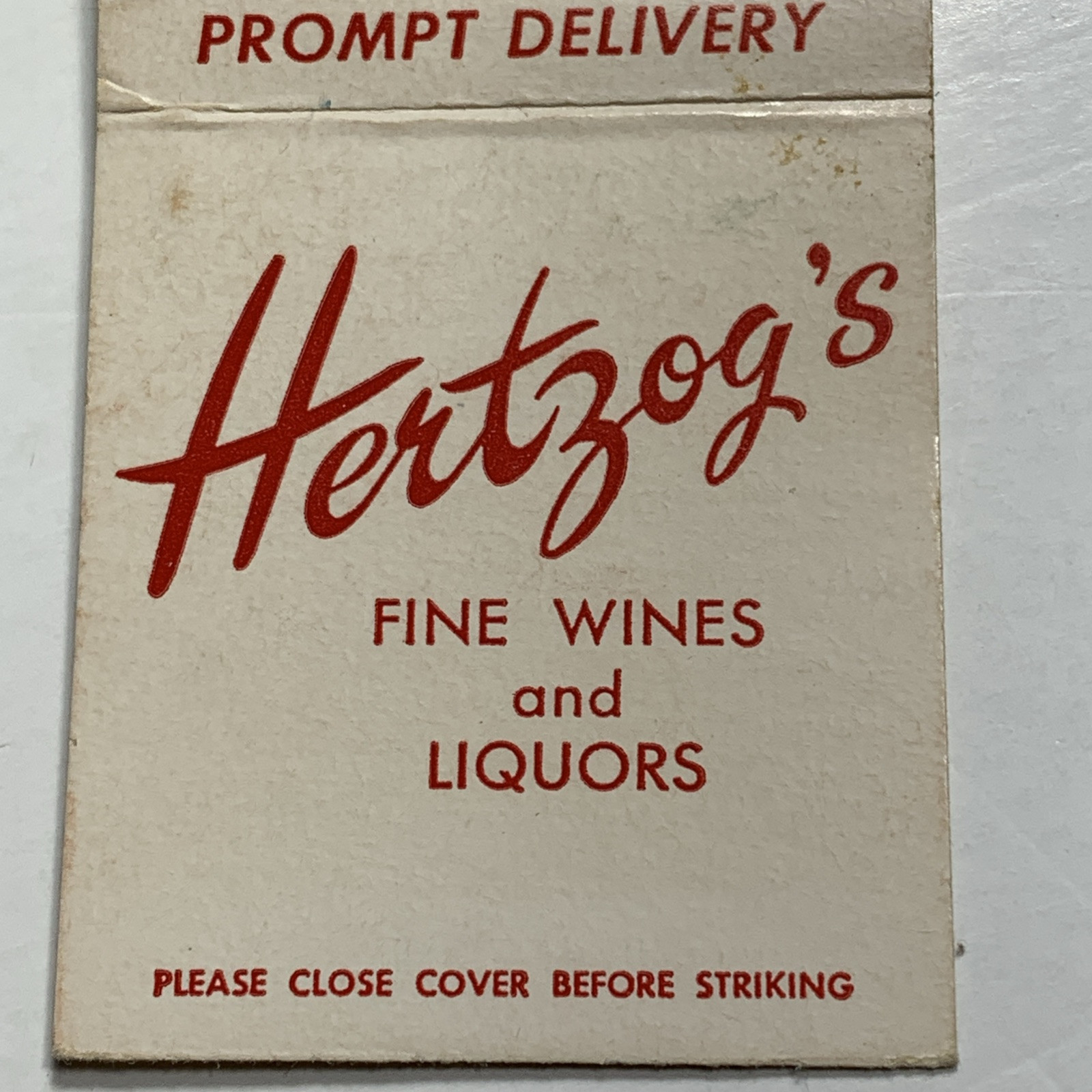 Greater Buffalo Williamsville New York Matchbook Cover Hertzog’s Wine & Liquor Greater Buffalo Williamsville New York Matchbook Cover Hertzog’s Wine & Liquor