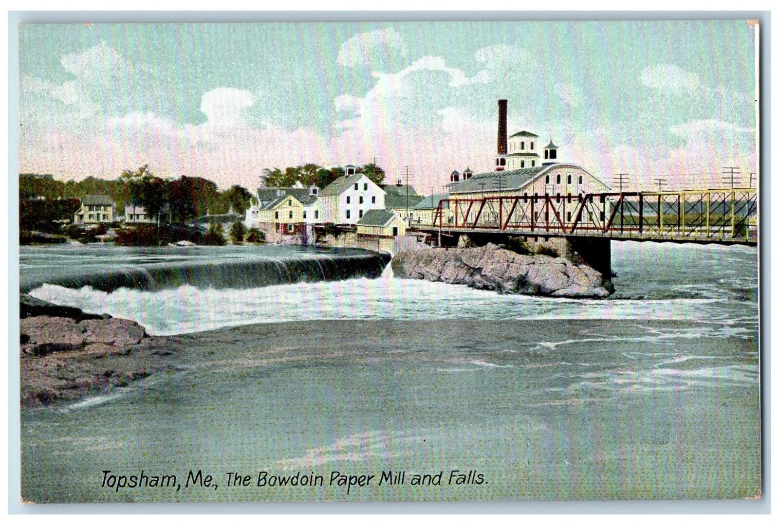 c1910s The Bowdoin Paper Mill And Falls Topsham Maine ME Unposted House Postcard