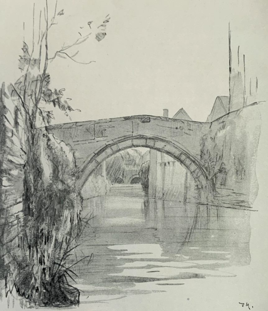 A Venetian Scene in Bruton in Somerset - Antique Print 1927 A Venetian Scene in Bruton in Somerset - Antique Print 1927