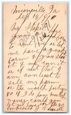 Unionville Iowa IA Bloomfield IA Postal Card Farm Letter 1891 Posted Antique picture