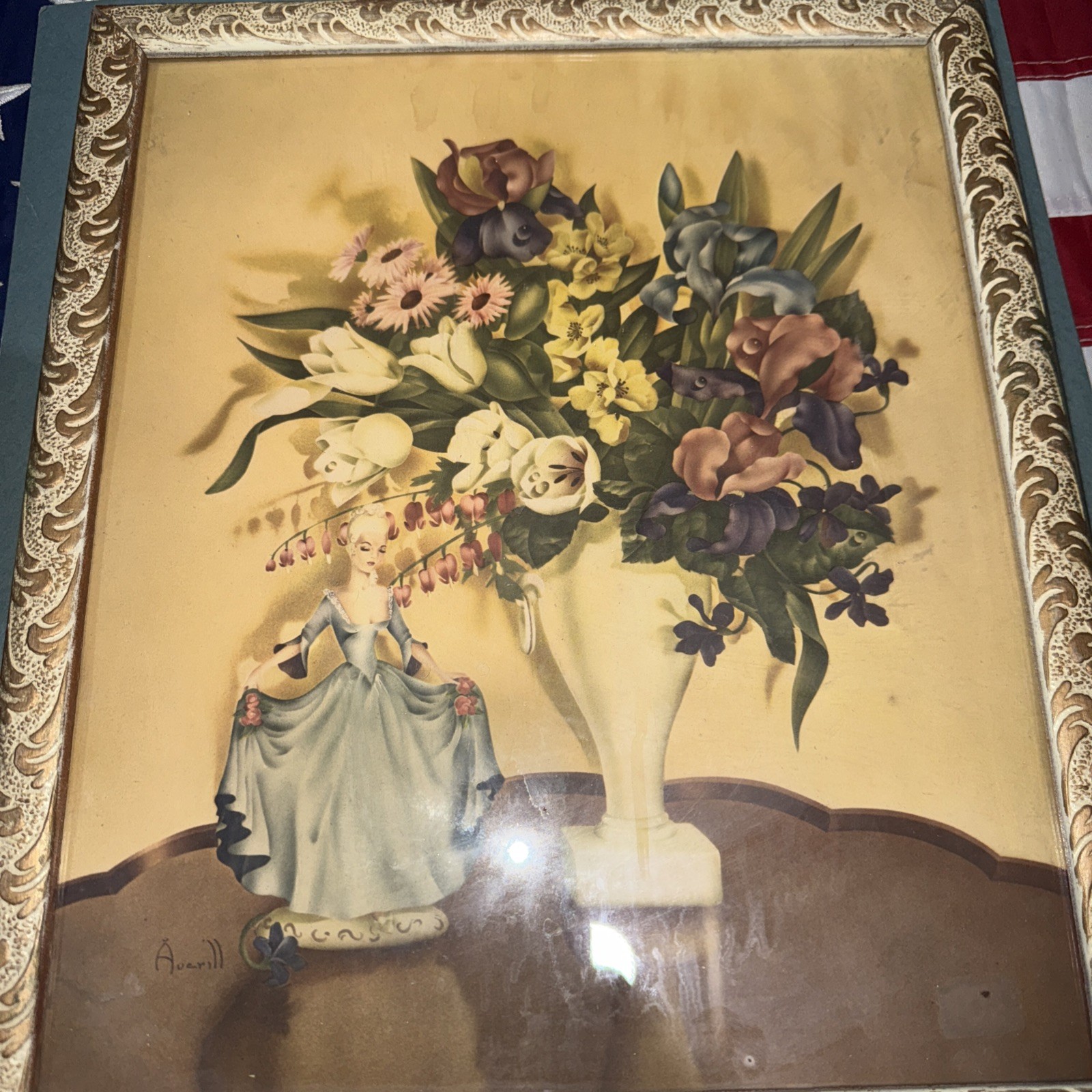 Print Print Flowers on Table with Girl Figurine Averill Reliance Ind. Chicago Print Print Flowers on Table with Girl Figurine Averill Reliance Ind. Chicago