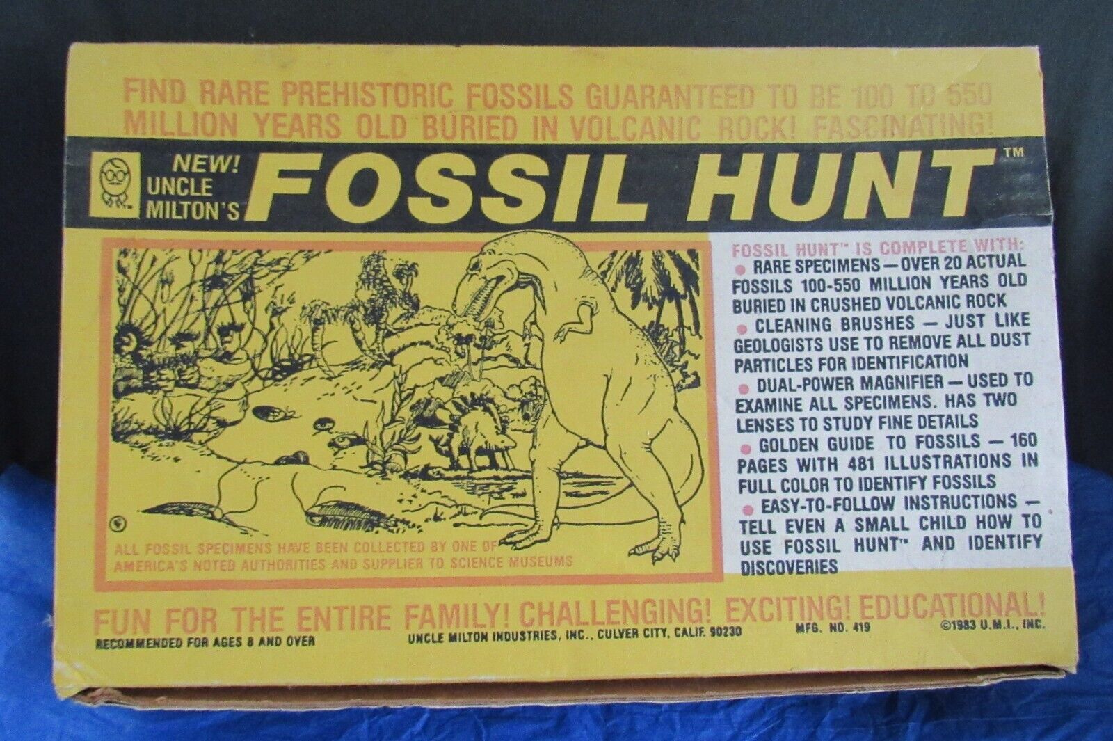UNCLE MILTON'S FOSSIL HUNT VINTAGE 1983 FIND RARE PREHISTORIC FOSSILS 