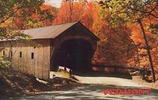 Downers Bridge Perkinsville Vermont Covered Bridge Vintage Chrome Postcard picture