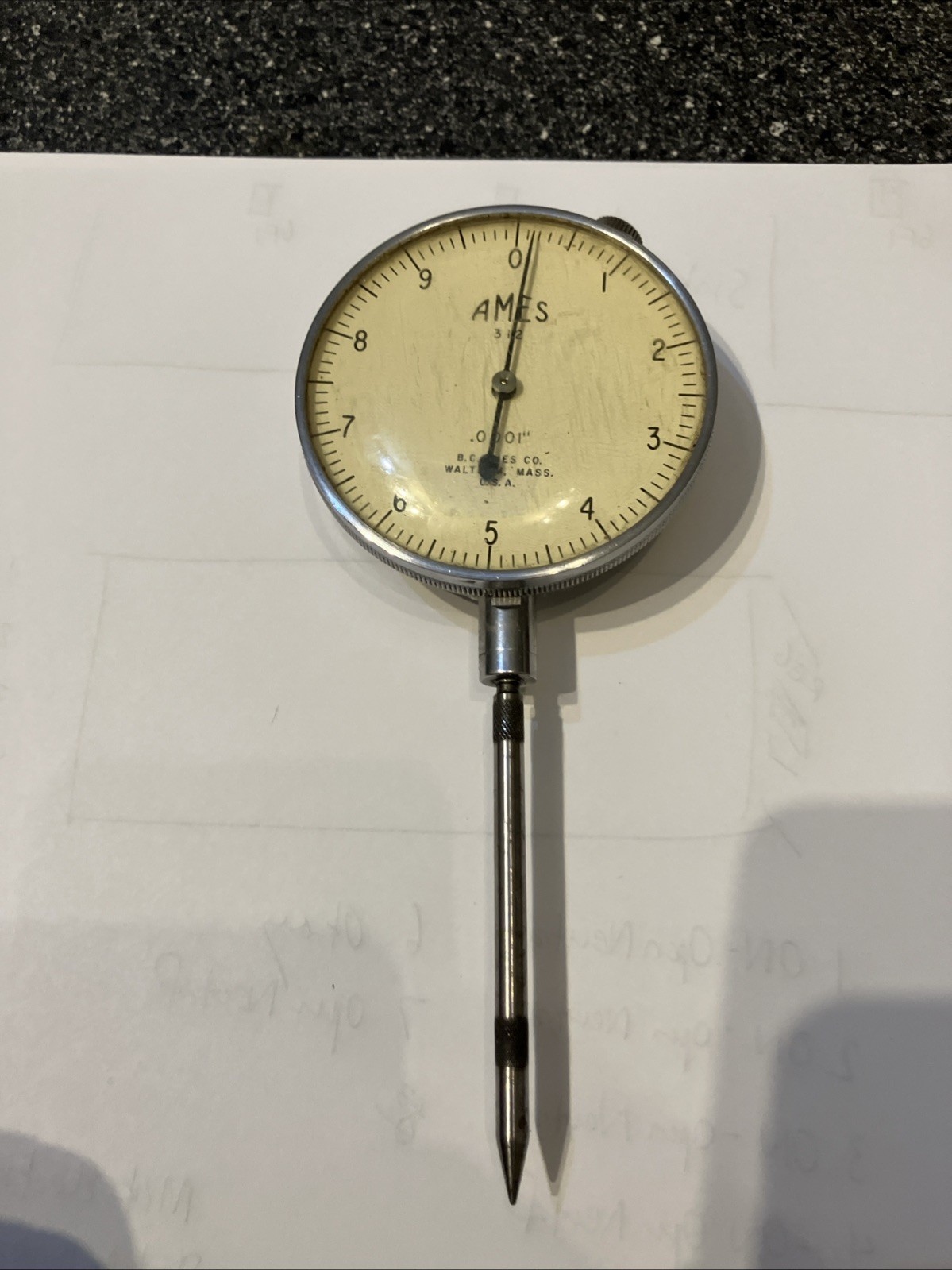 Vintage B.C. Ames Co. No. 312 Dial Indicator .0001” Machinist Gauge Waltham USA