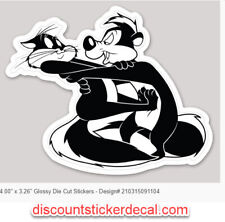 2 sticker pack Pepe Le Pew and Penelope DieCut Sticker Decal Made In USA picture