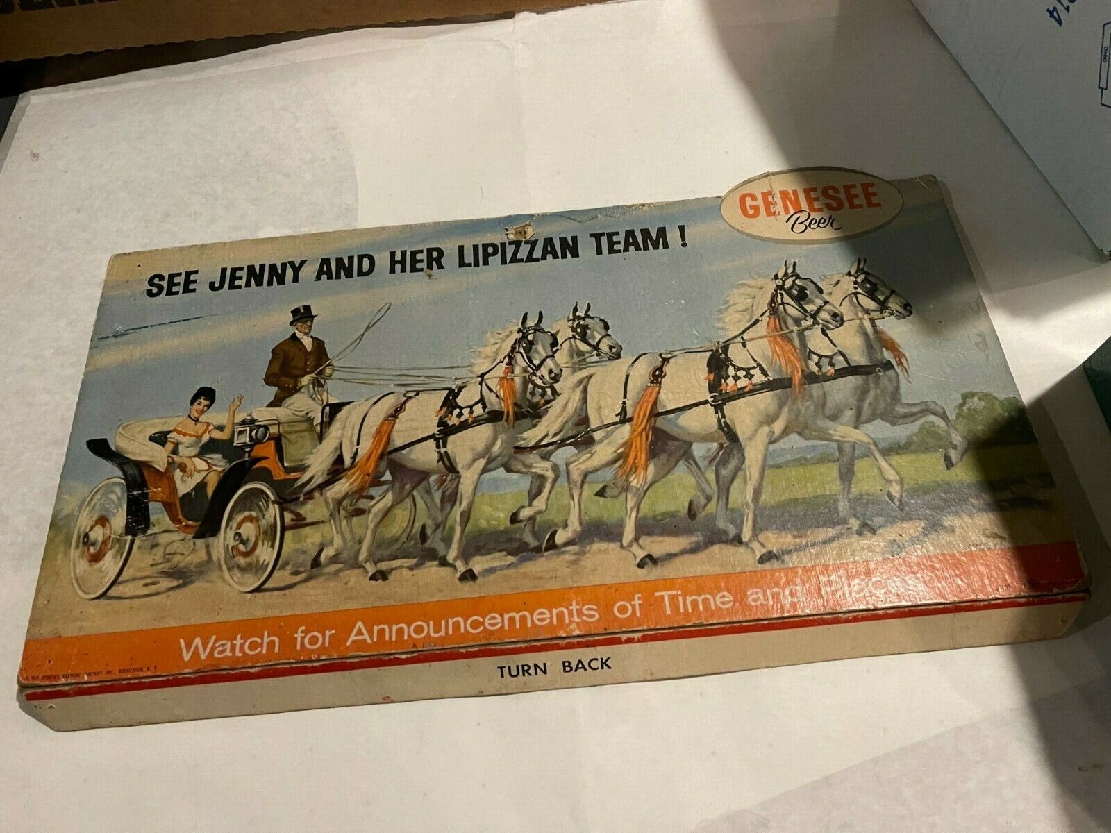 Rochester NY Genesee Brewing Co. Jenny & Her Famous Lipizzans Horses Easel Back