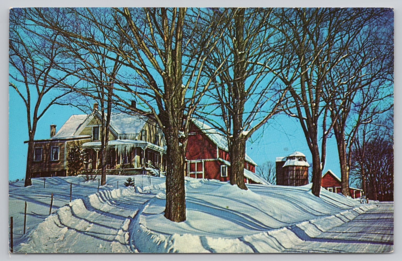 Vintage New England Winter Farm Scene Postcard by Carleton Allen 1964 Vintage New England Winter Farm Scene Postcard by Carleton Allen 1964