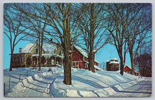 Vintage New England Winter Farm Scene Postcard by Carleton Allen 1964 picture