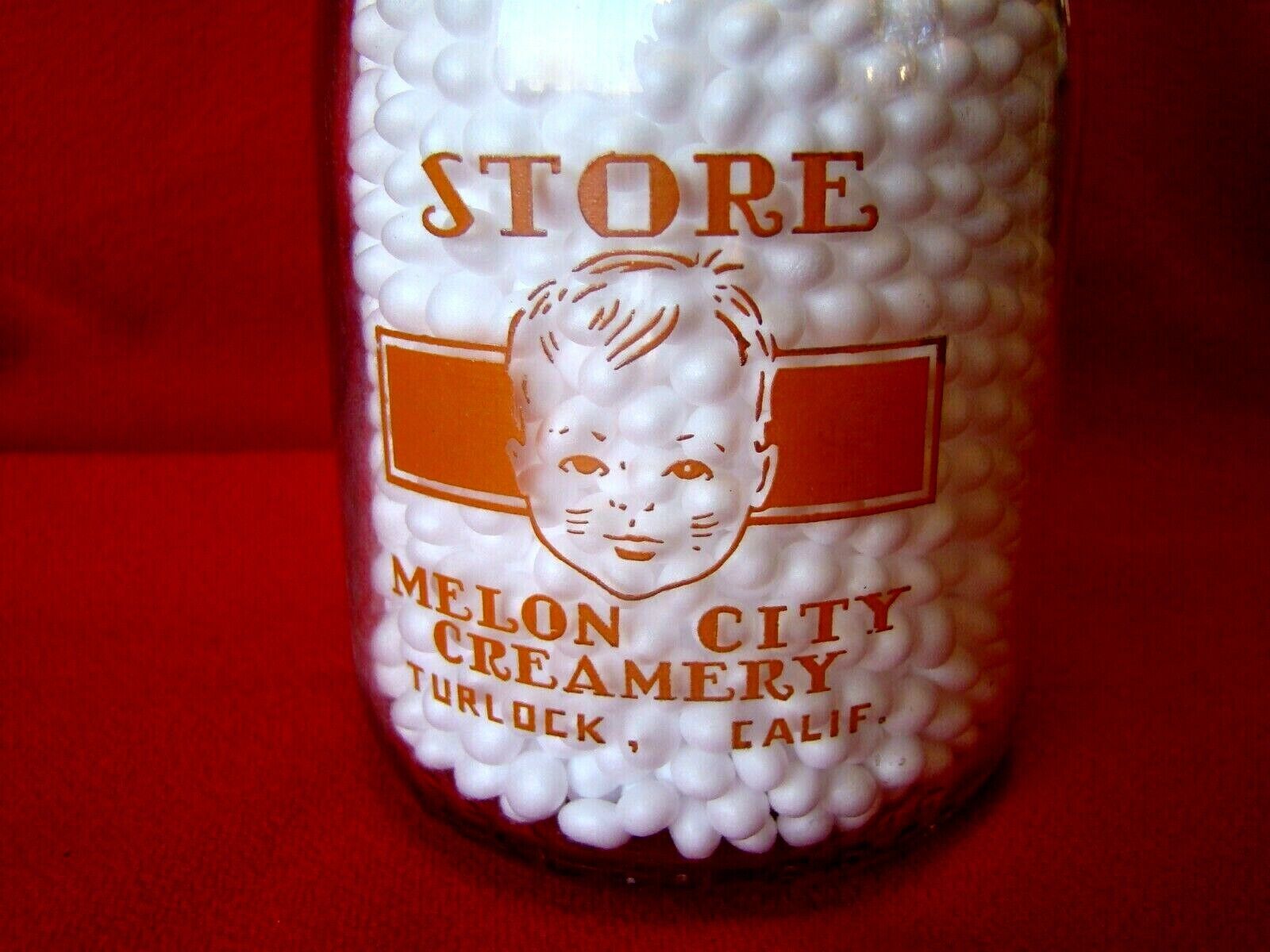 Vintage - Melon City Creamery - Turlock California - One Pint Store Milk Bottle