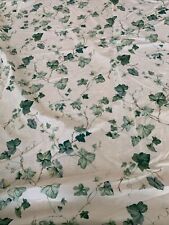 Vtg Royalton Queen  Green Ivy Flat Sheet 80s 90s Ivory Made in the USA picture