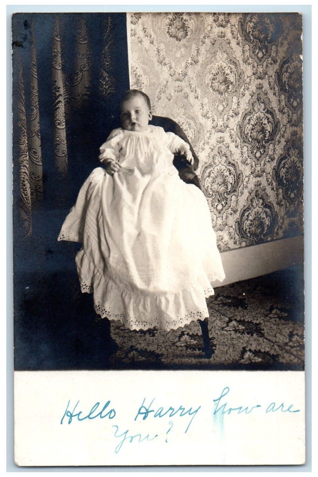 1910 Candid Cute Baby Interior Readsboro Vermont VT RPPC Photo Postcard