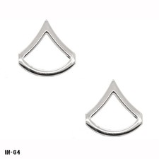 PAIR Private First Class ~ PFC Rank Chevron Pins ~ Silver Tone ~ Gemsco USA NEW picture