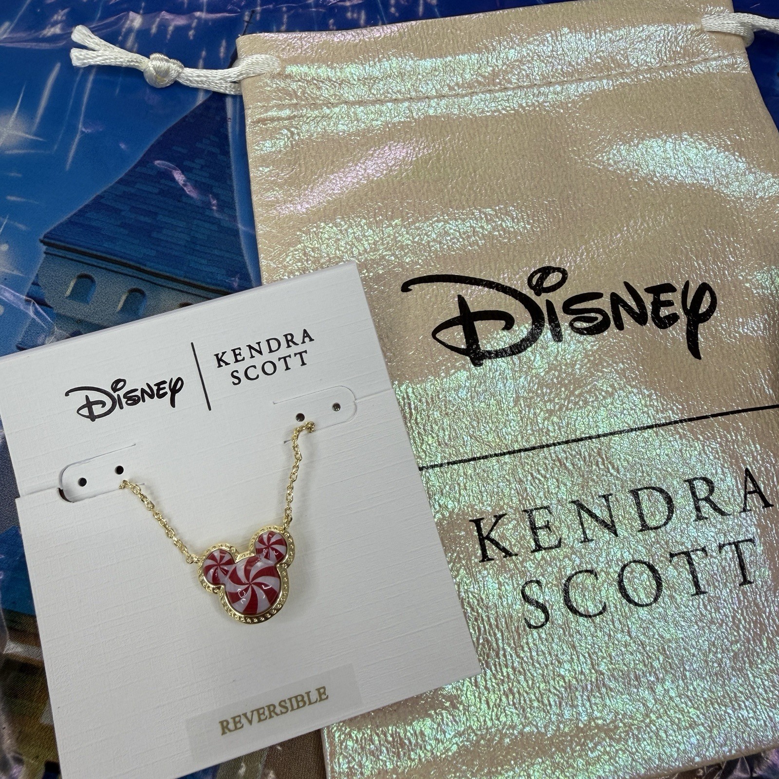 Disney Parks 2026 WDW Kendra Scott Holiday Peppermint Gold Necklace New Disney Parks 2026 WDW Kendra Scott Holiday Peppermint Gold Necklace New
