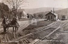 1916 Wardsboro Station VT Perley H. Kidder HORSES Train Depot RPPC Postcard COPY picture