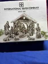 11 Pc Christmas Nativity Int'l Silver Co Manger & Figurines in Original Box picture