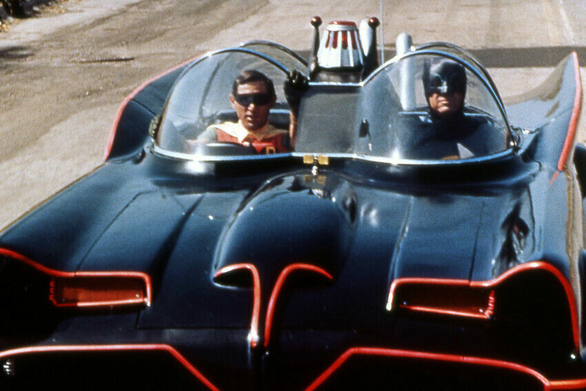 Batman and Robin Batmobile Adam West Burt Ward  Color 1960\'s  8x10  Glossy Photo
