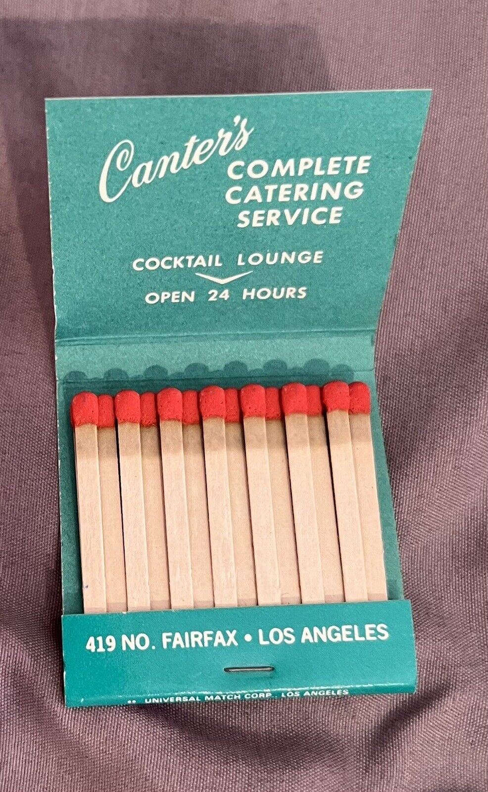 Vintage Unused Matchbook Canter’s Fairfax Kibitz Room Bar Deli Restaurant LA