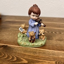Vintage CAVENDISH Porcelain Girl & 3 Piglets Orchestra Figure Figurine picture