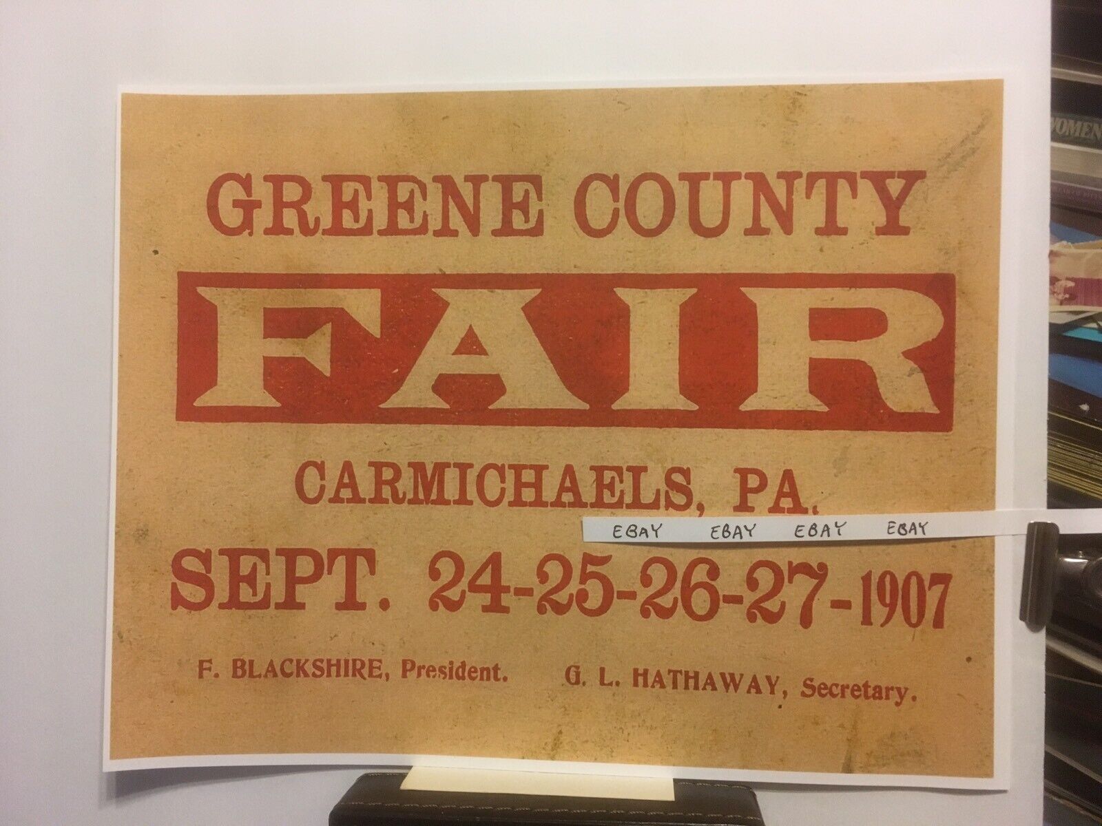 1907 Greene County Fair Rare Ad Carmichaels Pa. Sept. 24-25-26-27 New Postcard